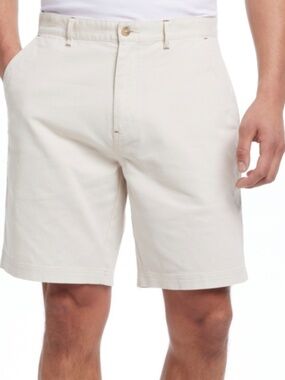 Weatherproof Vintage Men's 9" Cotton Twill Stretch Shorts  Stone SIZE 42WX9L NWT